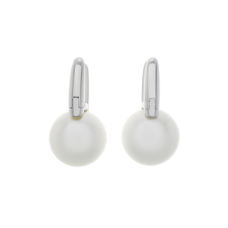 Mikimoto 18K White Gold Diamond Classic Elegance White South Sea Cultured Pearl Earrings Designer Jewellery Mikimoto