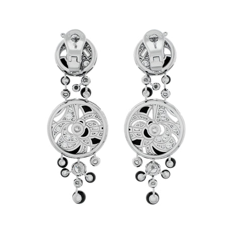 Chanel 18K White Gold Diamond Onyx Cafe Society Midnight Earrings Designer Jewellery Chanel
