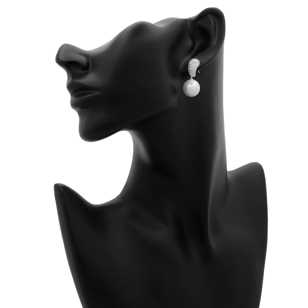 18K White Gold 12.6mm South Sea Pearl Diamond Earrings Fine Jewellery Modaselle