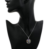 14K White Gold Multi-Gemstone Geometric Pendant Fine Jewellery Modaselle