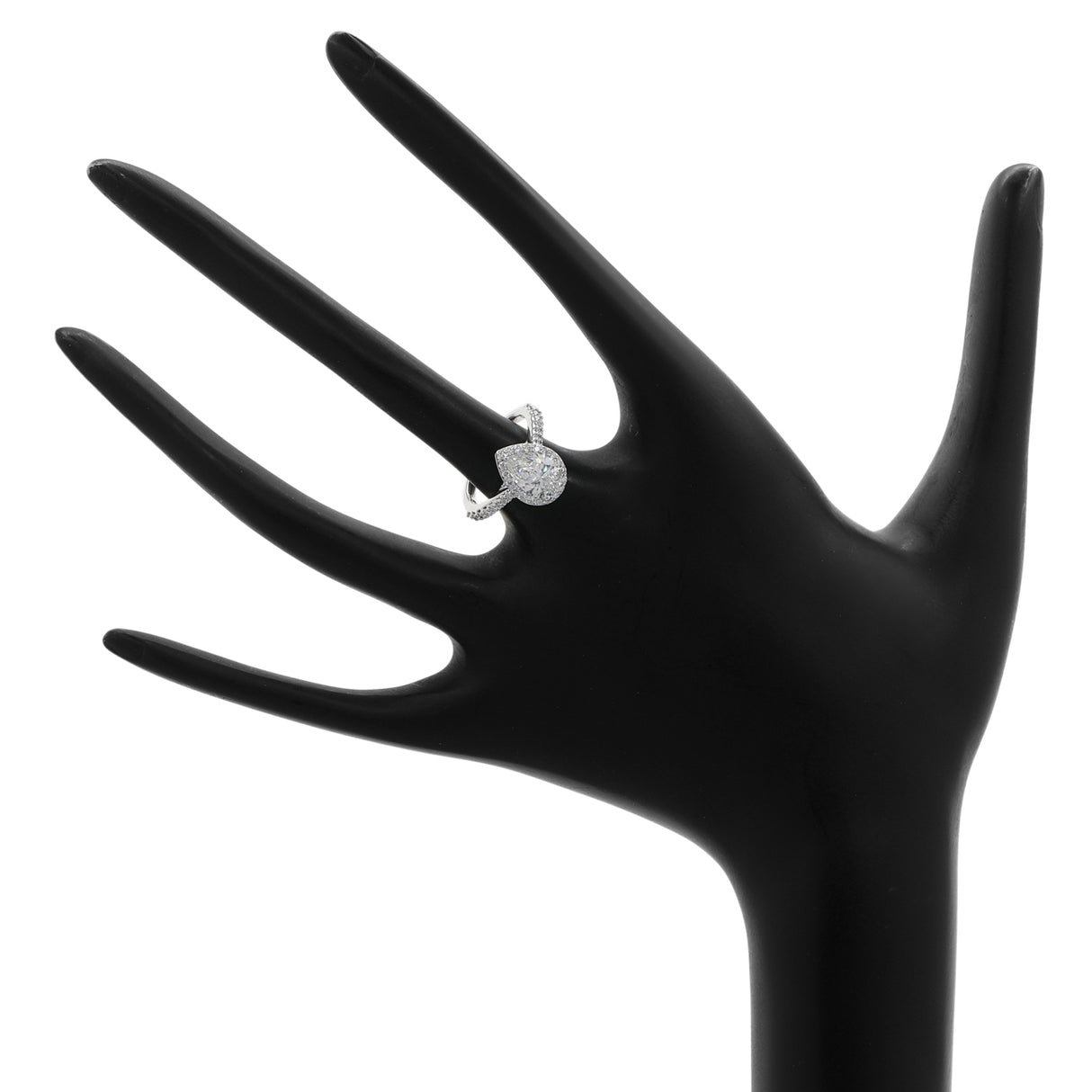 18K White Gold 1.51 Carat Pear Diamond Halo Ring Fine Jewellery Modaselle