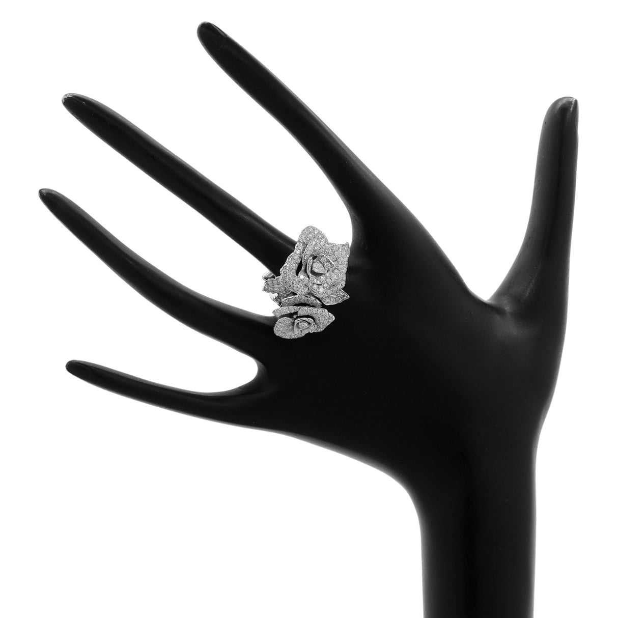 18K White Gold 4.02 Carat Diamond Rose Blossom Ring Fine Jewellery Modaselle