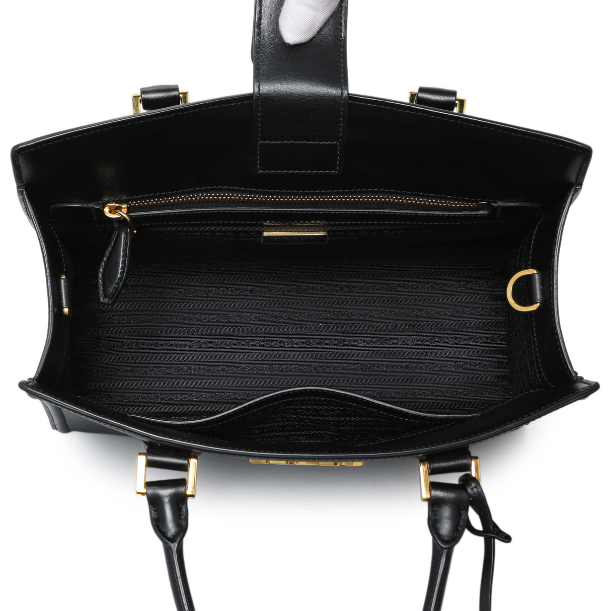 -temp-Prada Black Saffiano Soft Calfskin Tote Entrupy#6423TQW Modaselle