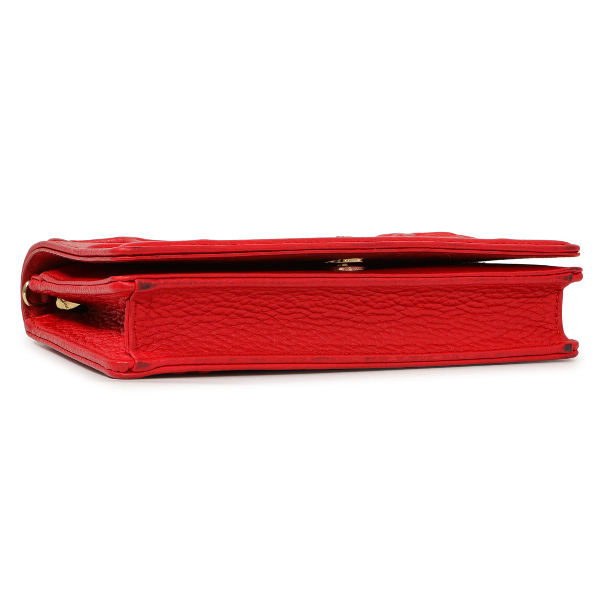 Christian Dior Red Calfskin Diorama Wallet On Chain