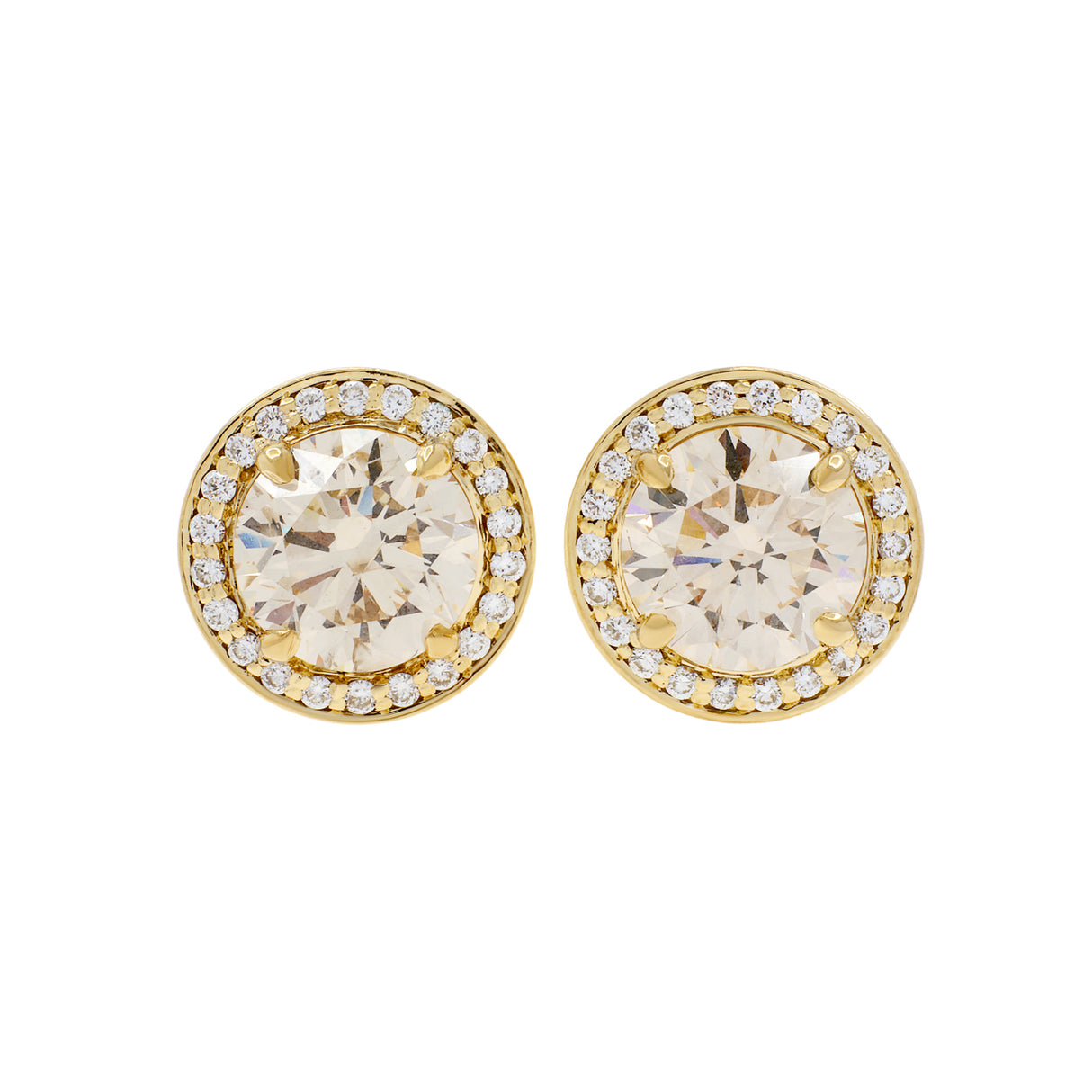 18K Yellow Gold 4.36 Carat Diamond Earrings Fine Jewellery Modaselle