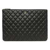 Chanel Black Quilted Lambskin Large Cosmetic Case