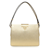 Prada Gold Saffiano Frame Shoulder Bag
