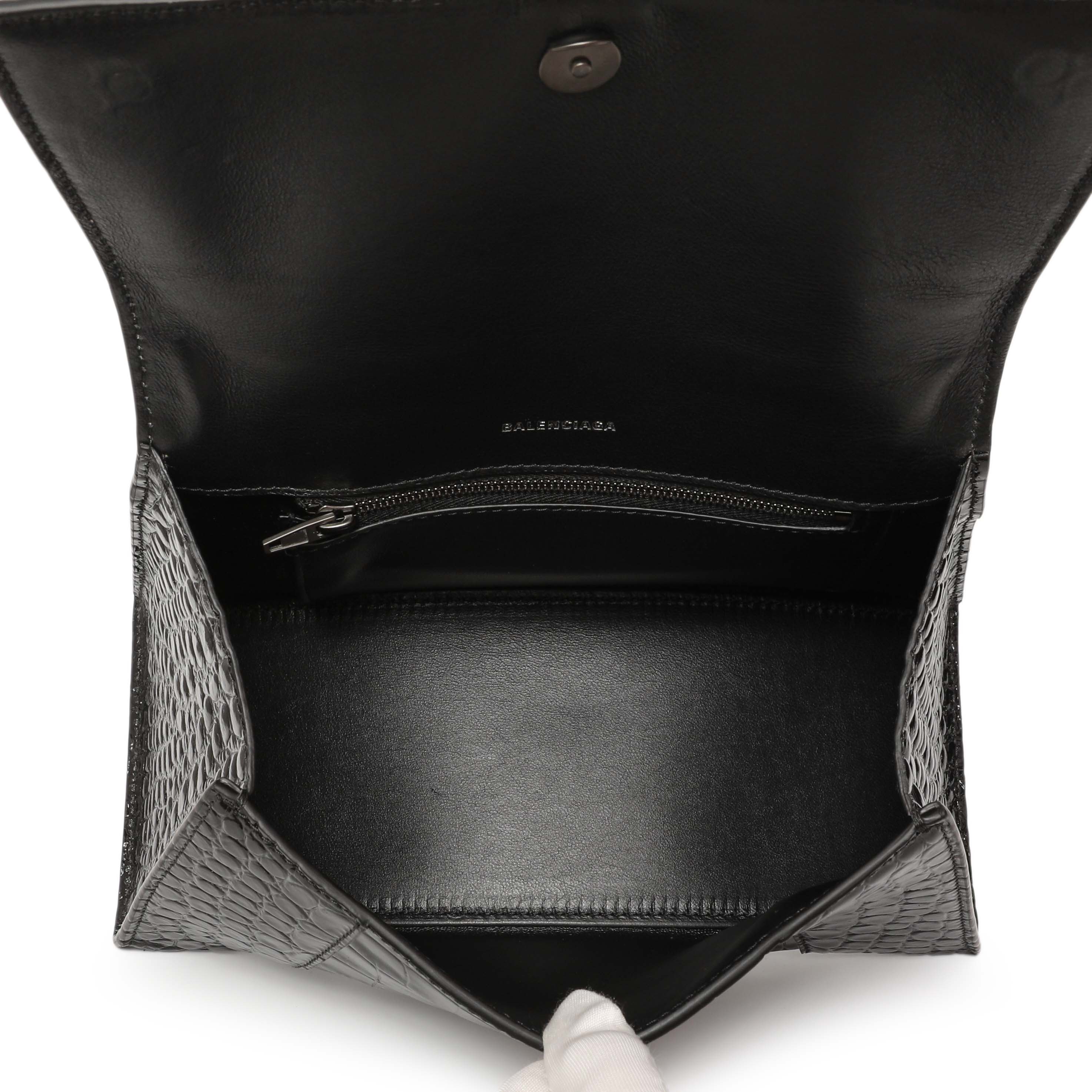 Balenciaga Black Monochrome Crocodile Embossed Calfskin Small Balenciaga Black Monochrome Crocodile Embossed Calfskin Small