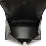 Balenciaga Black Monochrome Crocodile Embossed Calfskin Small Hourglass Top Handle Bag Handbags Balenciaga