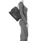 Chanel Dark Green Iridescent Calfskin Surpique Tote Handbags Chanel
