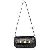 Balenciaga Black Crocodile Embossed Small Gossip Bag