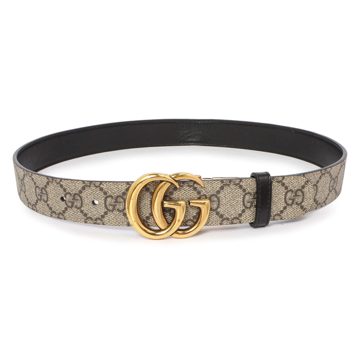 Gucci GG Supreme Monogram Plutone Calfskin Double G Reversible 30mm Belt