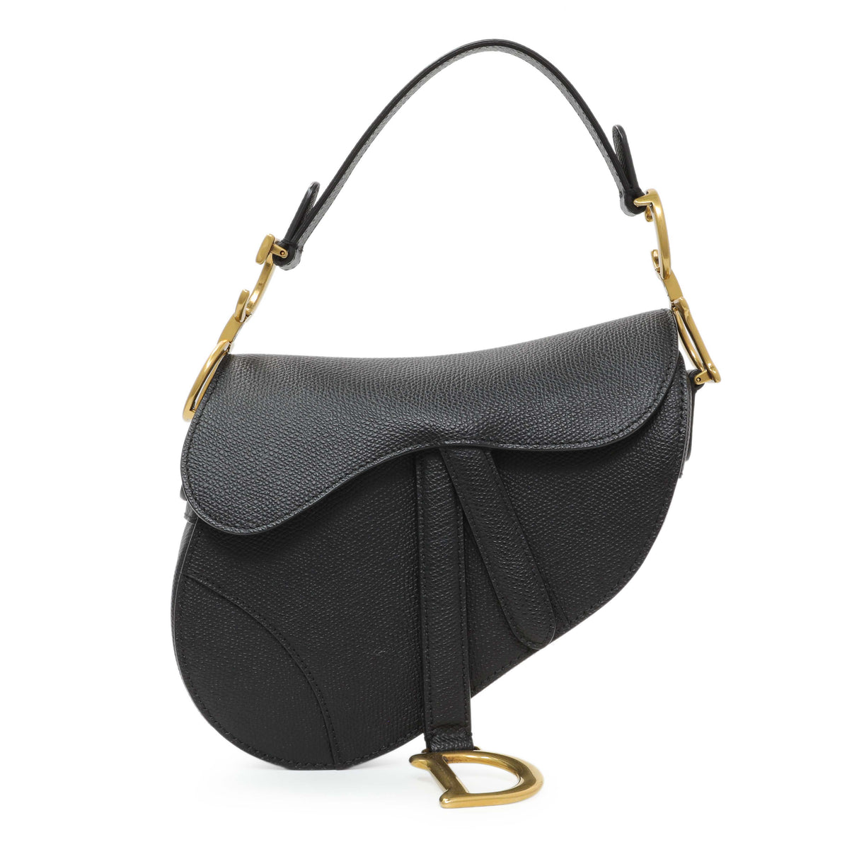 Christian Dior Black Grained Calfskin Mini Saddle Bag