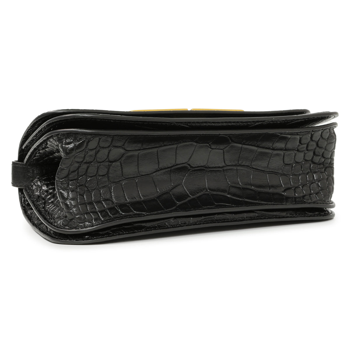 Balenciaga Black Crocodile Embossed Small Gossip Bag