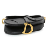 Christian Dior Black Grained Calfskin Mini Saddle Bag