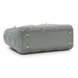 Christian Dior Grey Lambskin Cannage Mini Lady Dior