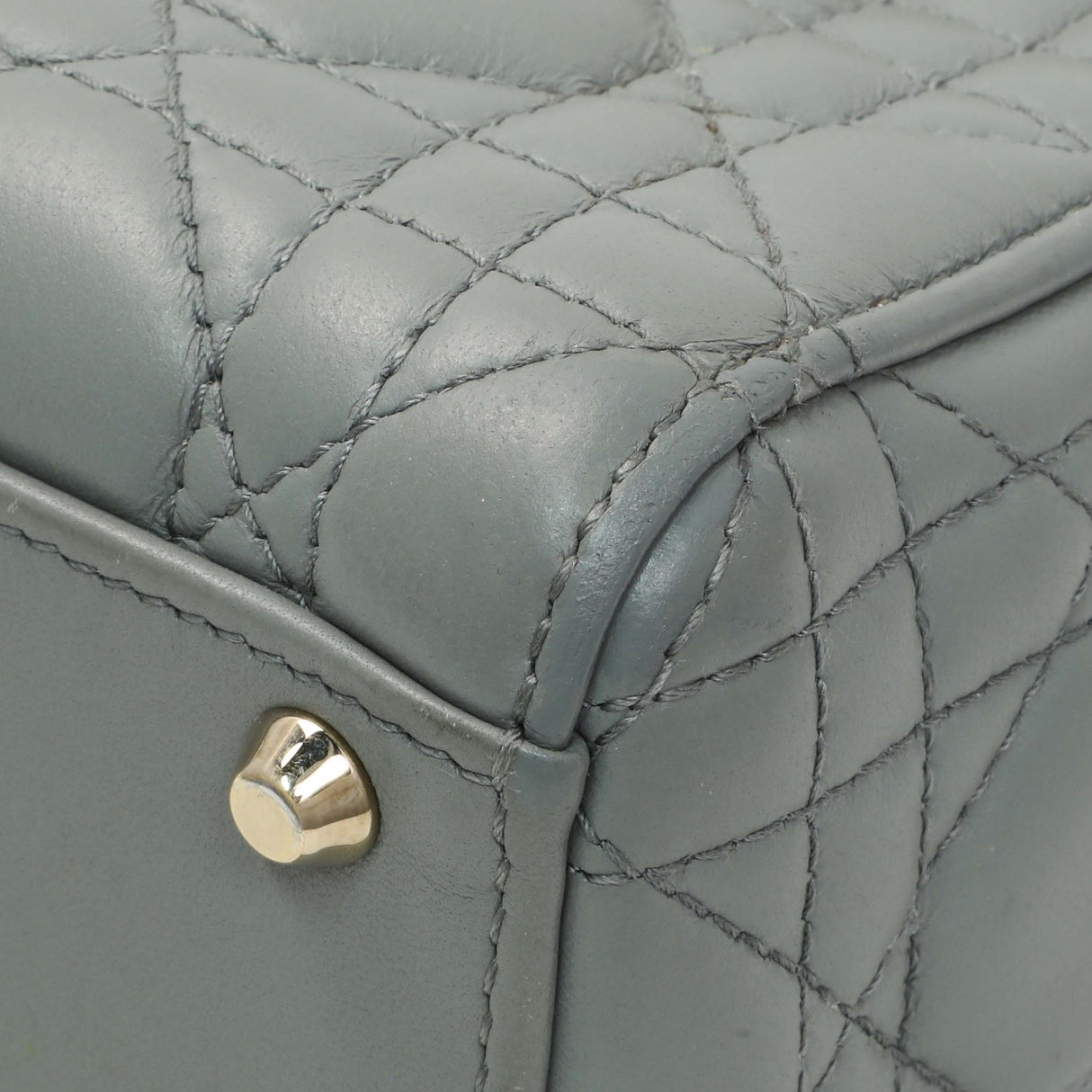 Christian Dior Grey Lambskin Cannage Mini Lady Dior