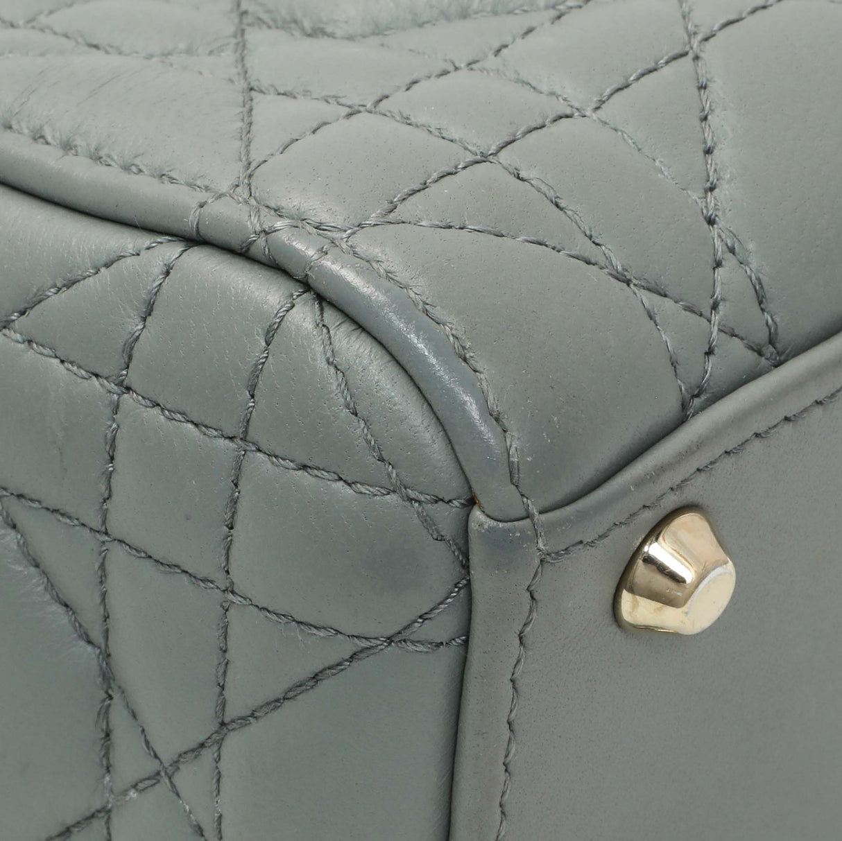 Christian Dior Grey Lambskin Cannage Mini Lady Dior