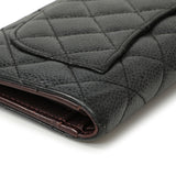 Chanel Black Quilted Caviar Yen Wallet