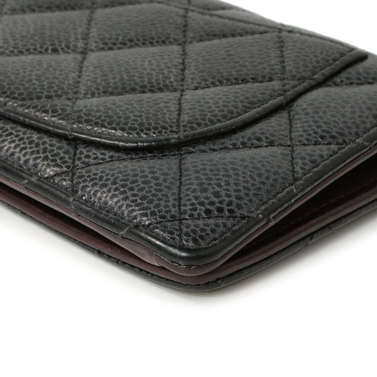 Chanel Black Quilted Caviar Yen Wallet