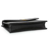 Saint Laurent Black Grain De Poudre Matelasse Chevron Monogram Envelope Chain Wallet