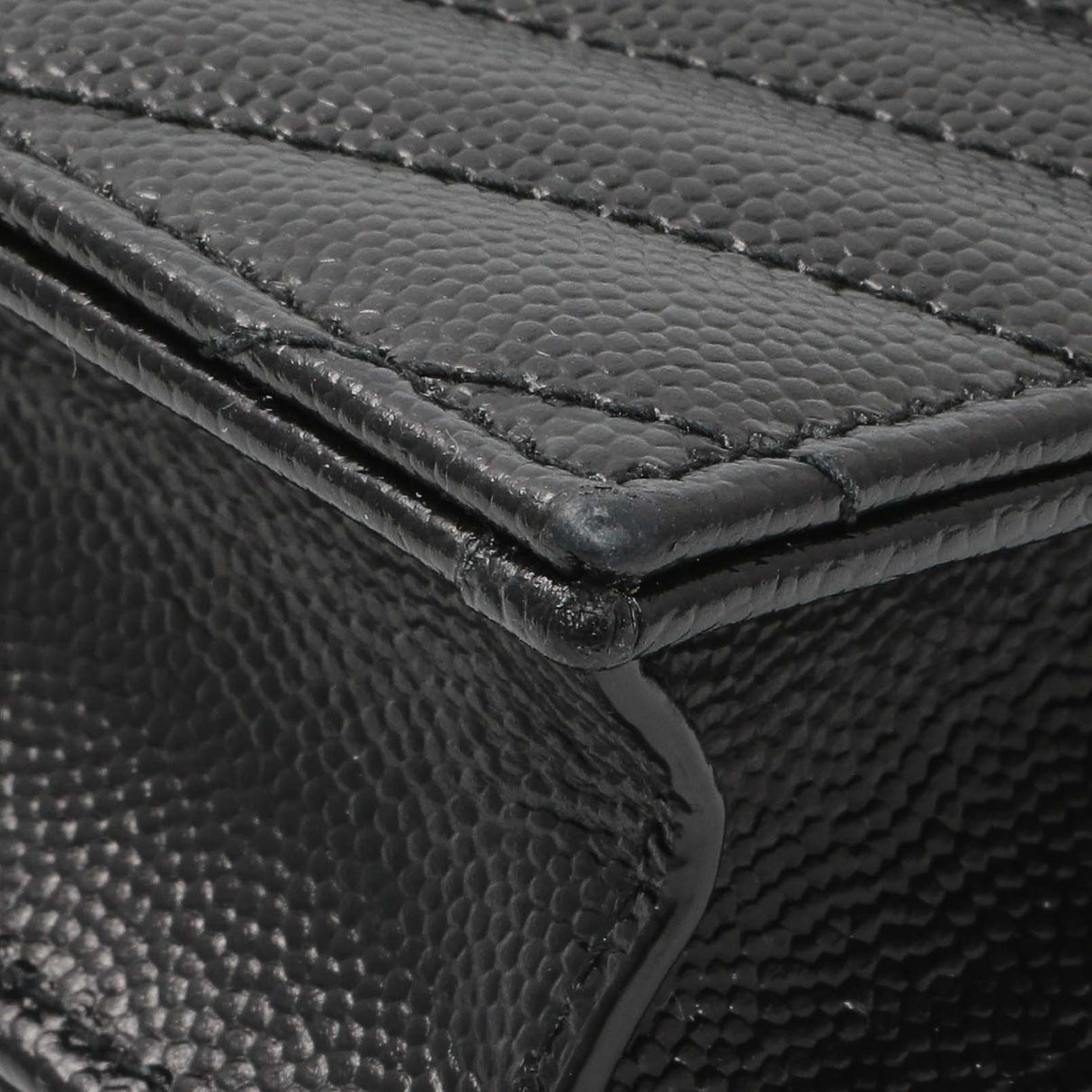 Saint Laurent Black Grain De Poudre Matelasse Chevron Monogram Envelope Chain Wallet