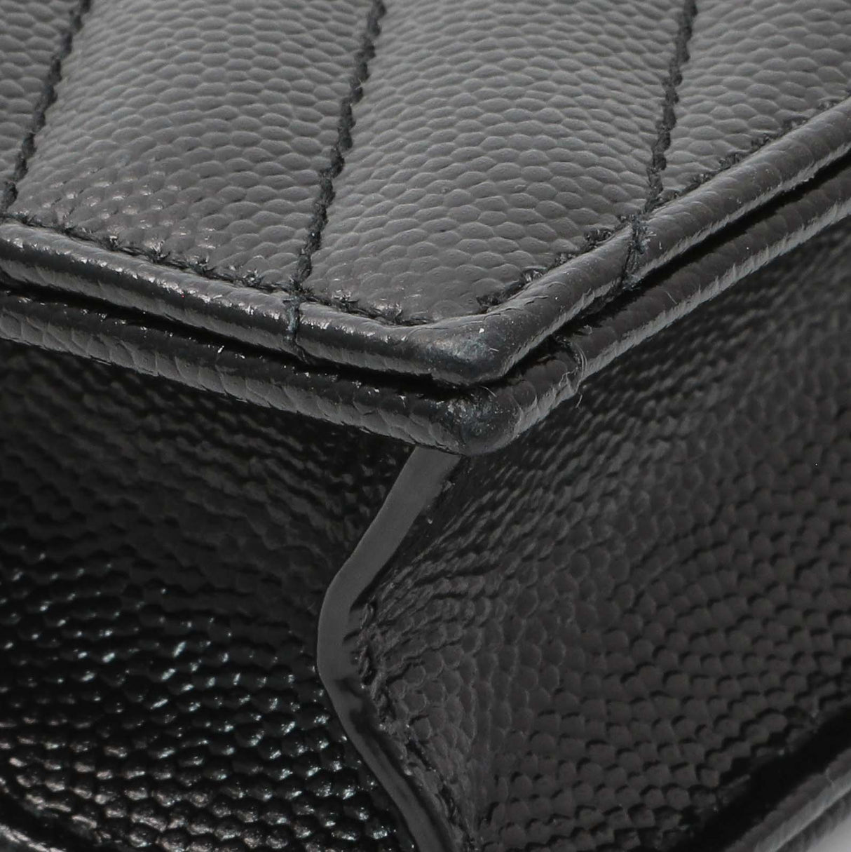 Saint Laurent Black Grain De Poudre Matelasse Chevron Monogram Envelope Chain Wallet