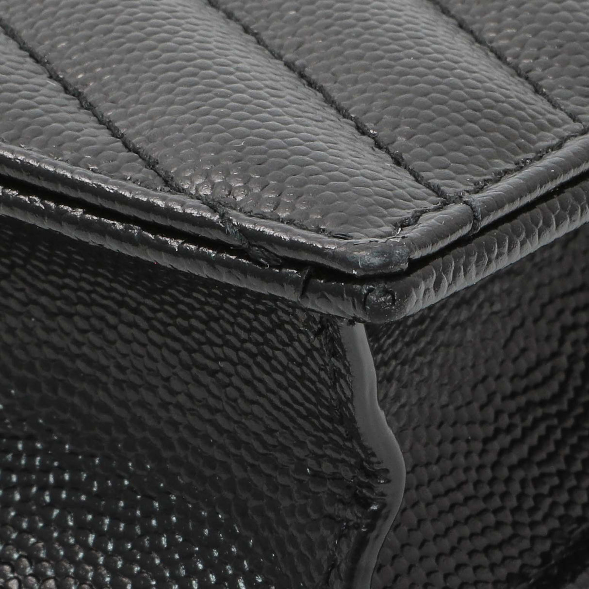 Saint Laurent Black Grain De Poudre Matelasse Chevron Monogram Envelope Chain Wallet