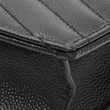 Saint Laurent Black Grain De Poudre Matelasse Chevron Monogram Envelope Chain Wallet