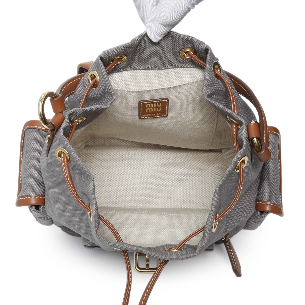 Miu Miu Grey Canvas Backpack Handbags Miu Miu