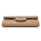 Chanel Brown Caviar Quilted Flap Card Holder Wallet