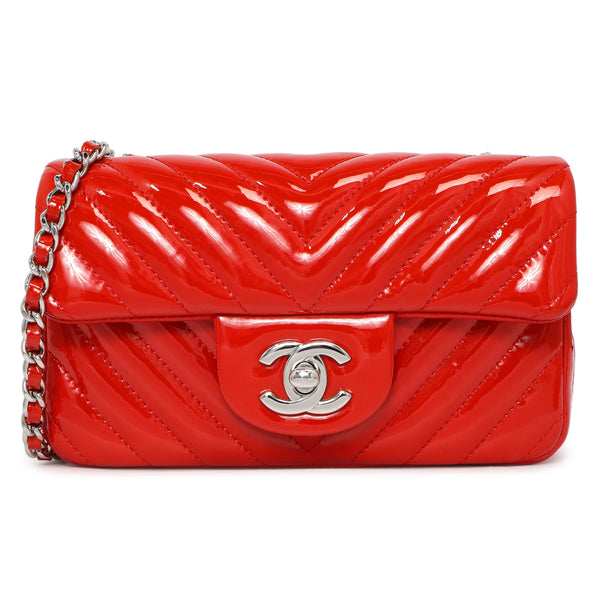 Chanel Red Patent Chevron Extra Mini Rectangular Flap – Modaselle