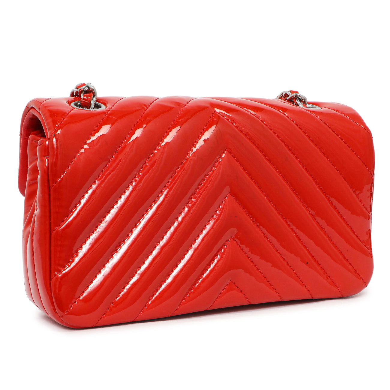 Chanel Red Patent Chevron Extra Mini Rectangular Flap – Modaselle