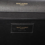 Saint Laurent Black Grain De Poudre Textured Mixed Matelasse Medium Triquilt Monogram Satchel