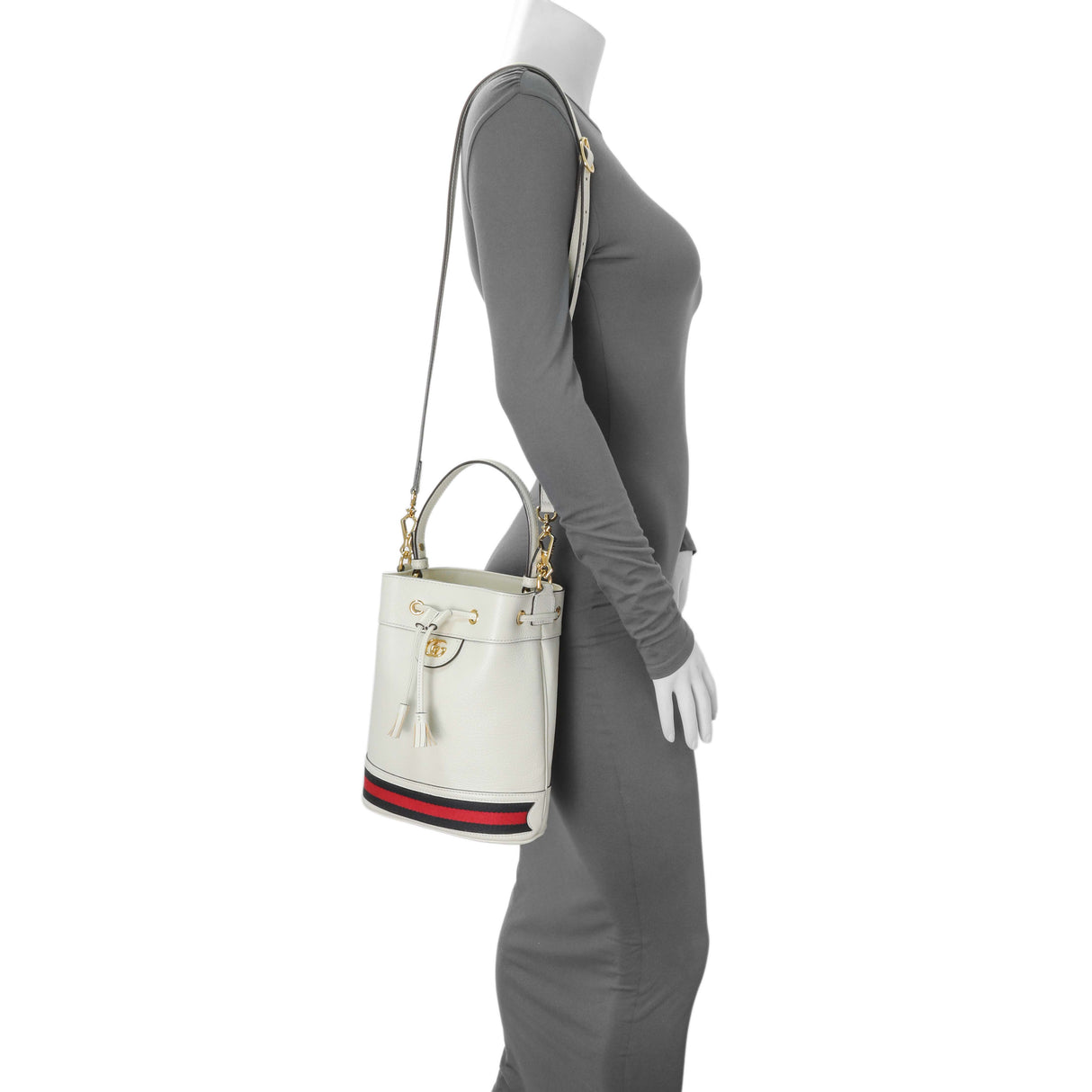 Gucci Glazed textured Calfskin Web Small Ophidia Bucket Bag Handbags Gucci