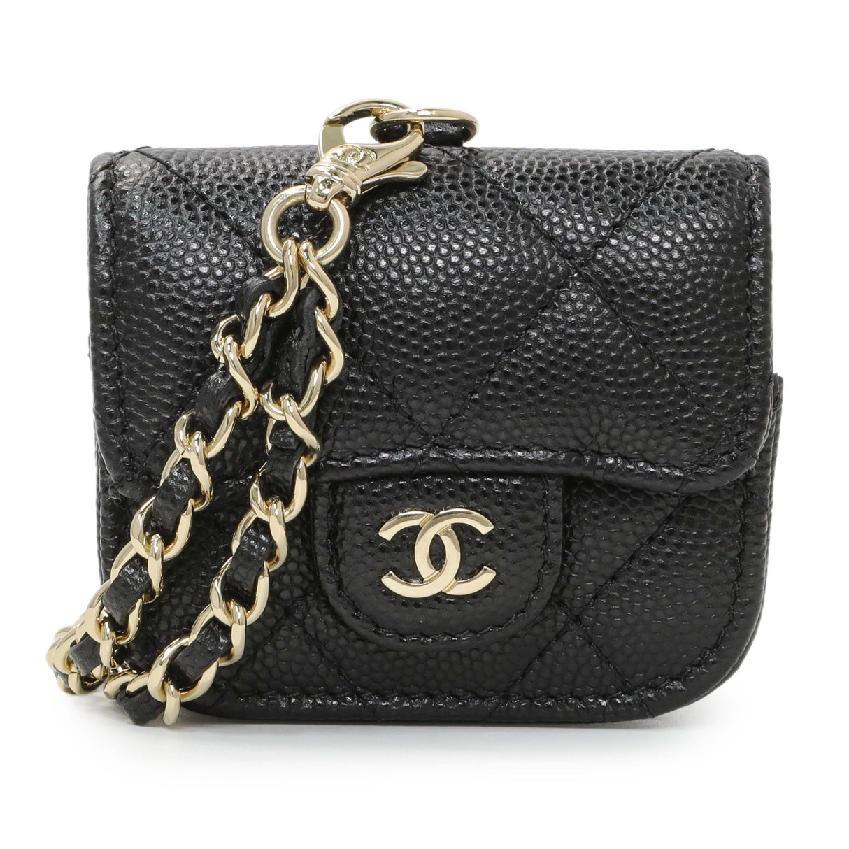 Chanel Black Quilted Caviar Airpod Pro Holder Accessories Chanel
