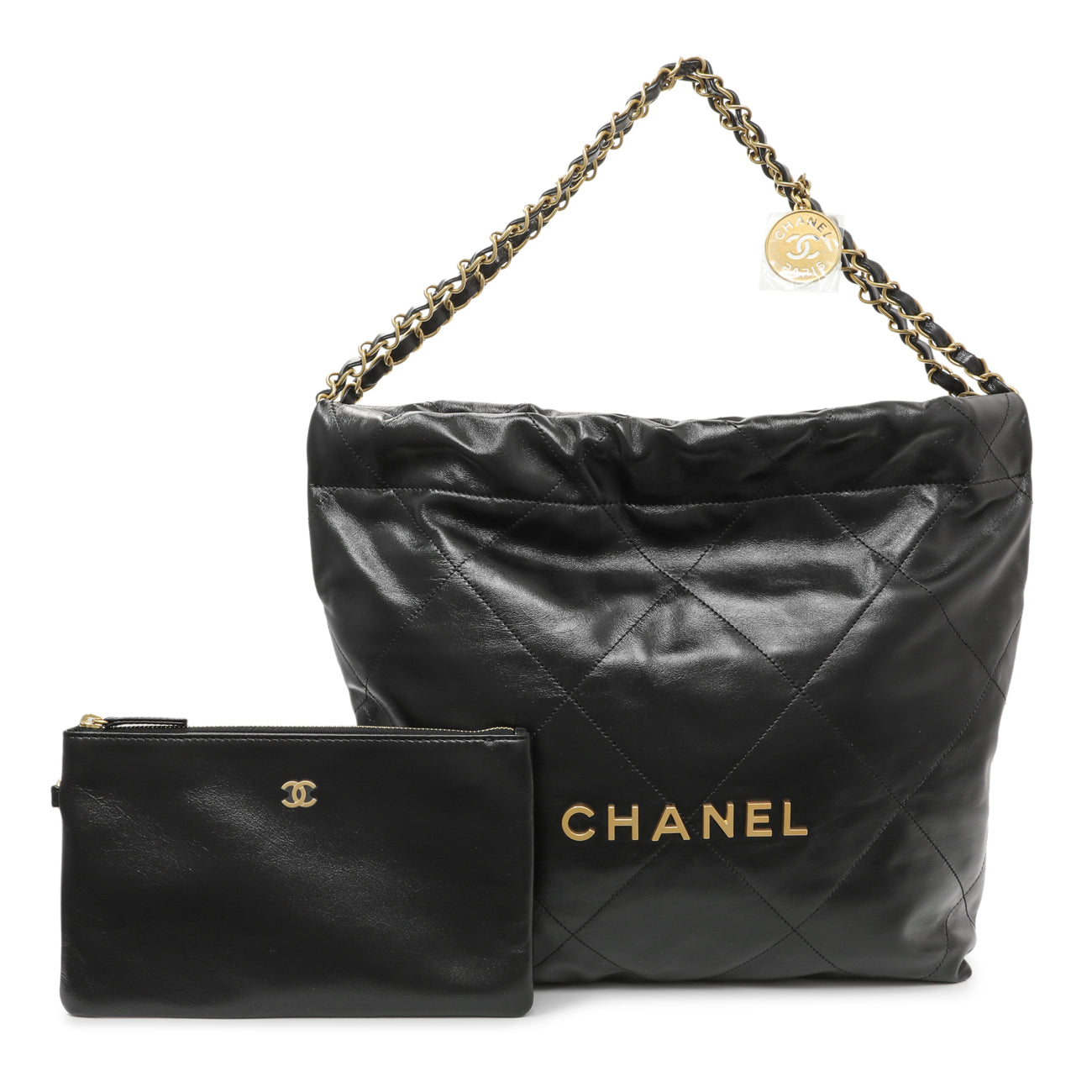 Chanel Black Quilted Shiny Calfskin Small Chanel 22 – Modaselle