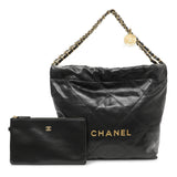 Chanel Black Quilted Shiny Calfskin Small Chanel 22 Handbags Chanel