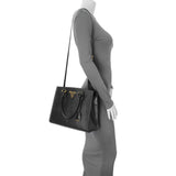 -temp-Prada Black Saffiano Soft Calfskin Tote Entrupy#6423TQW Modaselle