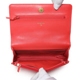 Chanel Red Lambskin Quilted Chanel 19 Wallet On Chain Handbags Chanel