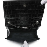 Saint Laurent Calfskin Crocodile Embossed Small Classic Monogram Kate Satchel Handbags Saint Laurent