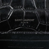 Saint Laurent Calfskin Crocodile Embossed Small Classic Monogram Kate Satchel Handbags Saint Laurent
