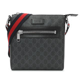 Gucci GG Supreme Monogram Web Small Flat Messenger Bag Handbags Gucci