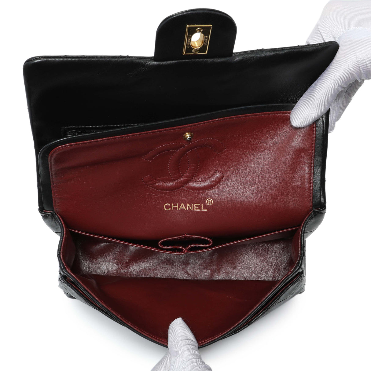 Chanel Black Quilted Lambskin Vintage Small Double Flap Handbags Chanel