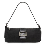 Fendi Black Zucchino Canvas Bagette Shoulder