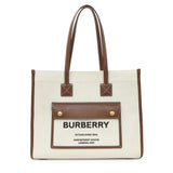 Burberry Canvas Smooth Calfskin Freya Tote Handbags Burberry