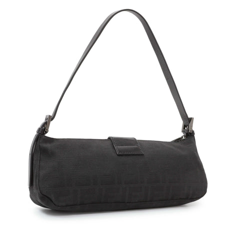 Fendi Black Zucchino Canvas Bagette Shoulder