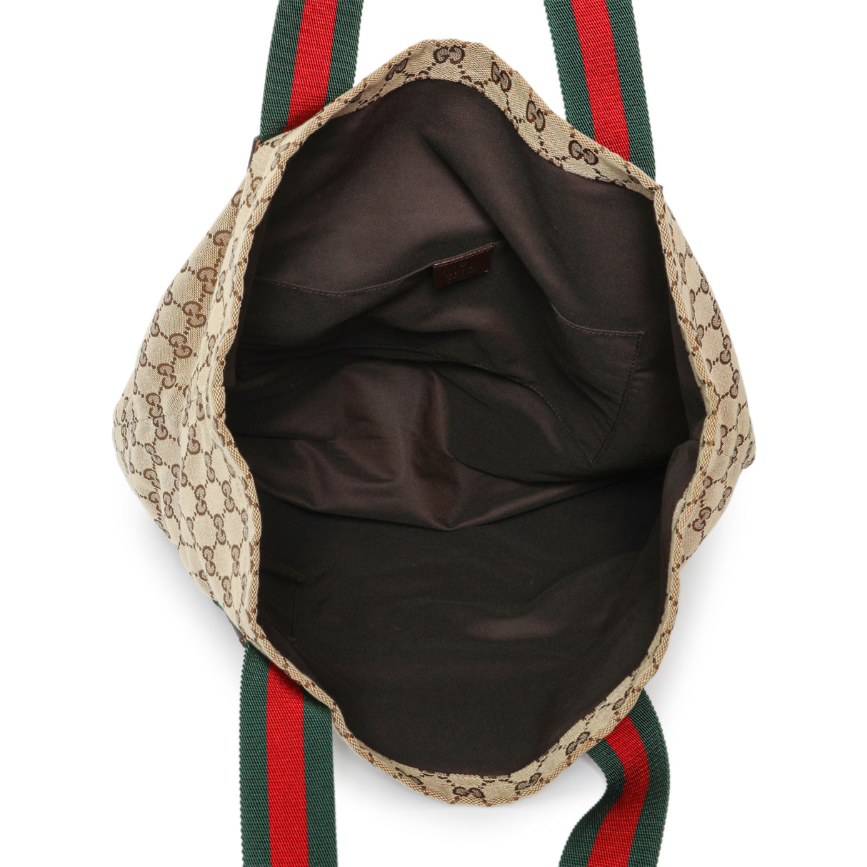 Gucci GG Monogram Medium Web Handle Vertical Tote Dark Brown Handbags Gucci