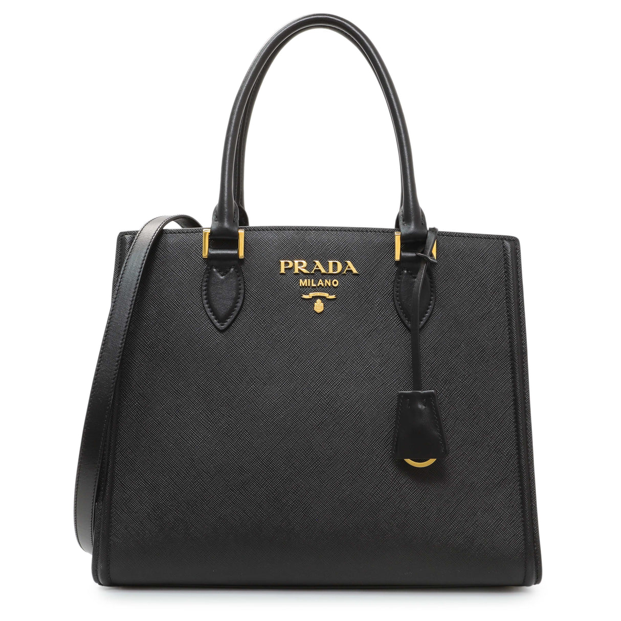 -temp-Prada Black Saffiano Soft Calfskin Tote Entrupy#6423TQW Modaselle