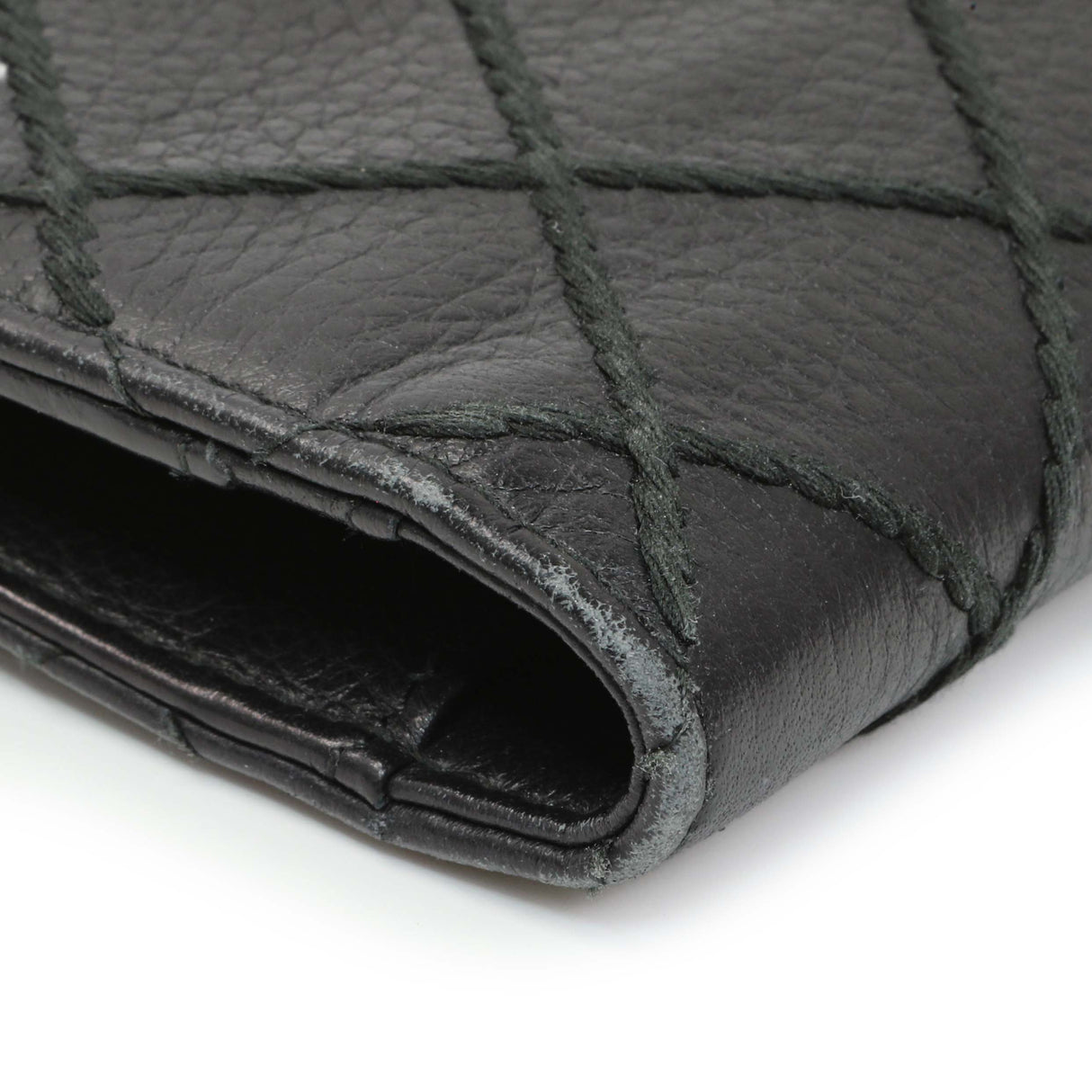 Chanel Black Calfskin Wild Stitch Wallet Accessories Chanel